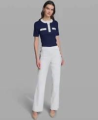 Karl Lagerfeld Paris Women's Wide-Leg Mid-Rise Sailor Pants