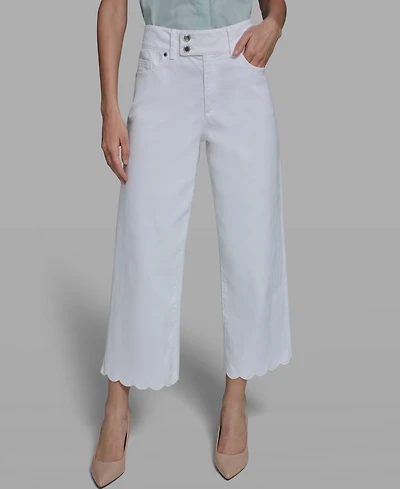 Karl Lagerfeld Paris Women's Mid-Rise Scalloped Hem Jeans