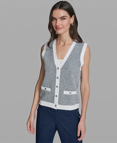 Karl Lagerfeld Paris Women's Sleeveless V-Neck Sweater Vest