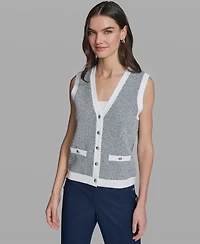Karl Lagerfeld Paris Women's Sleeveless V-Neck Sweater Vest