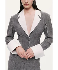 Nocturne Women's Contrast Lapel Tailored Textured Jacket