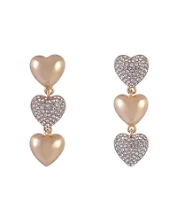 Hallmark Linear Gold Tone Heart Earrings with Pave Stones