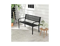 Slickblue Outdoor 50 Inch Patio Bench with Geometric Lattice Backrest