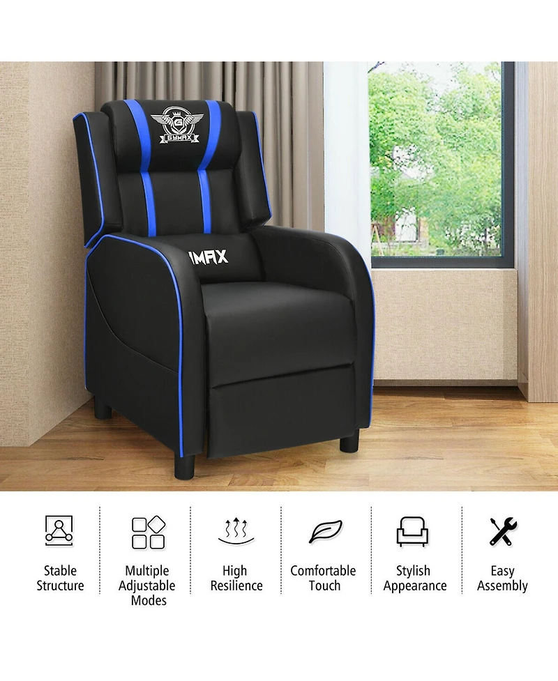 Gymax Massage Gaming Recliner Chair Racing Single Lounge Sofa Home Theater Seat