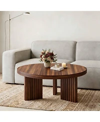 gaomon 33.5-Inch Round Wood Coffee Table for Small Spaces, Living Room Center Table