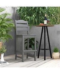 Costway Outdoor 4pcs Hdpe Bar Stool Patio Tall Chair Backrest Footrest All Weather