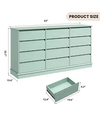 gaomon 12 Drawer Dressers for Bedroom, Chest of Drawers with Deep Drawers, Large Double Dresser for Closet with Wide Top, Horizontal Wooden Dresser