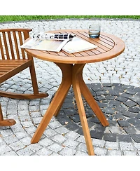 Costway 27'' Outdoor Round Table Solid Wood Coffee Side Bistro Table
