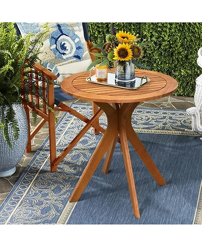 Costway 27'' Outdoor Round Table Solid Wood Coffee Side Bistro Table
