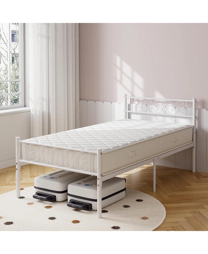 gaomon Metal Bed Frame - Headboard and Footboard with Iron Heart Design, Platform for Boys Girls, No Box Spring Needed