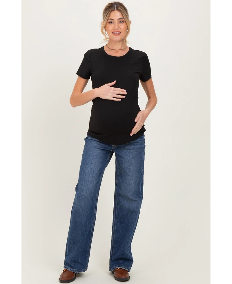 Pinkblush Maternity Navy Dark Wash Wide Leg Jeans