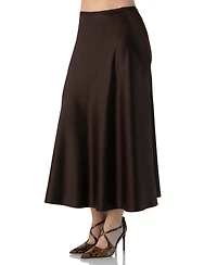 Ivonne Women's Solid Satin Midi Skirt