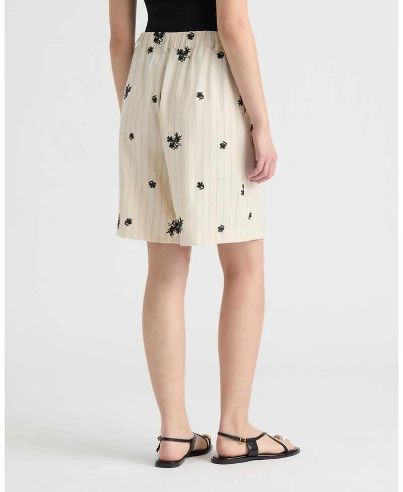 Nvlt Women's Embroidered Stripe Bermuda Short