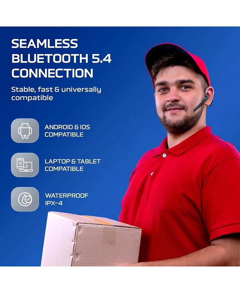 Philips Wireless Bluetooth Headset with Noise-Cancelling Microphone and Charging Case