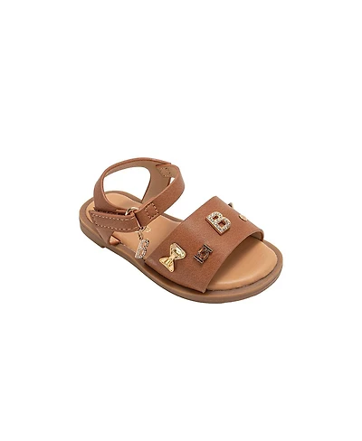 Bebe Little Girls Girl's Fashion Sandals – Dressy Shoes with Decorative Metal Charm