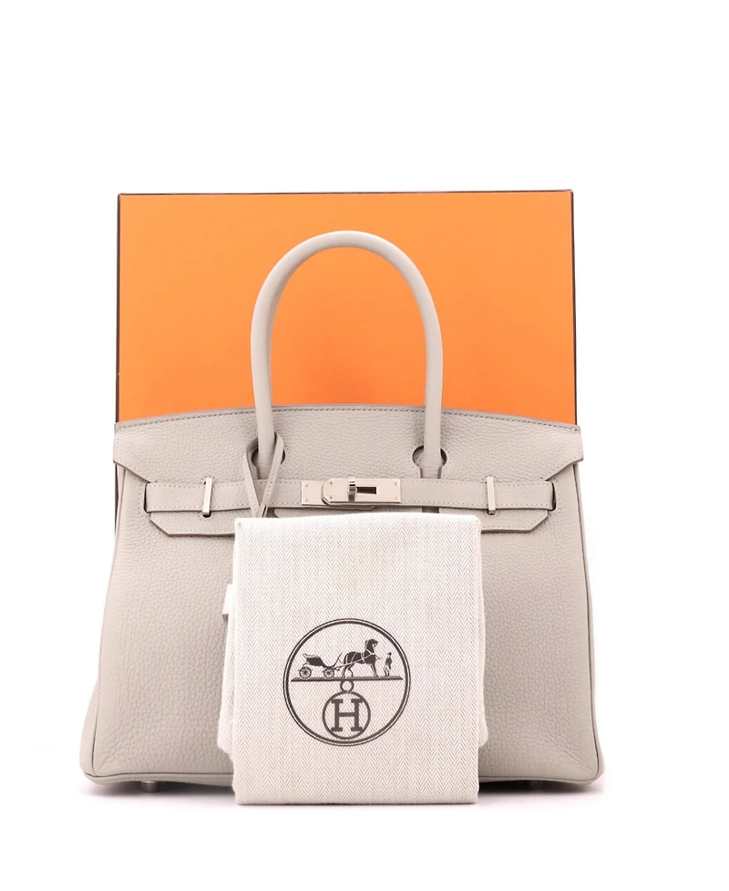 Pre-Owned HERMES Birkin Handbag Grey Togo with Palladium Hardware
