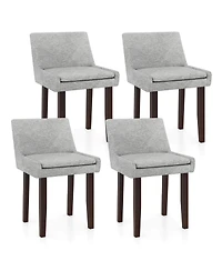 Gymax Modern Dining Chair Set of 4 w/ Mid Back and Cushioned Seat Solid Wood Legs