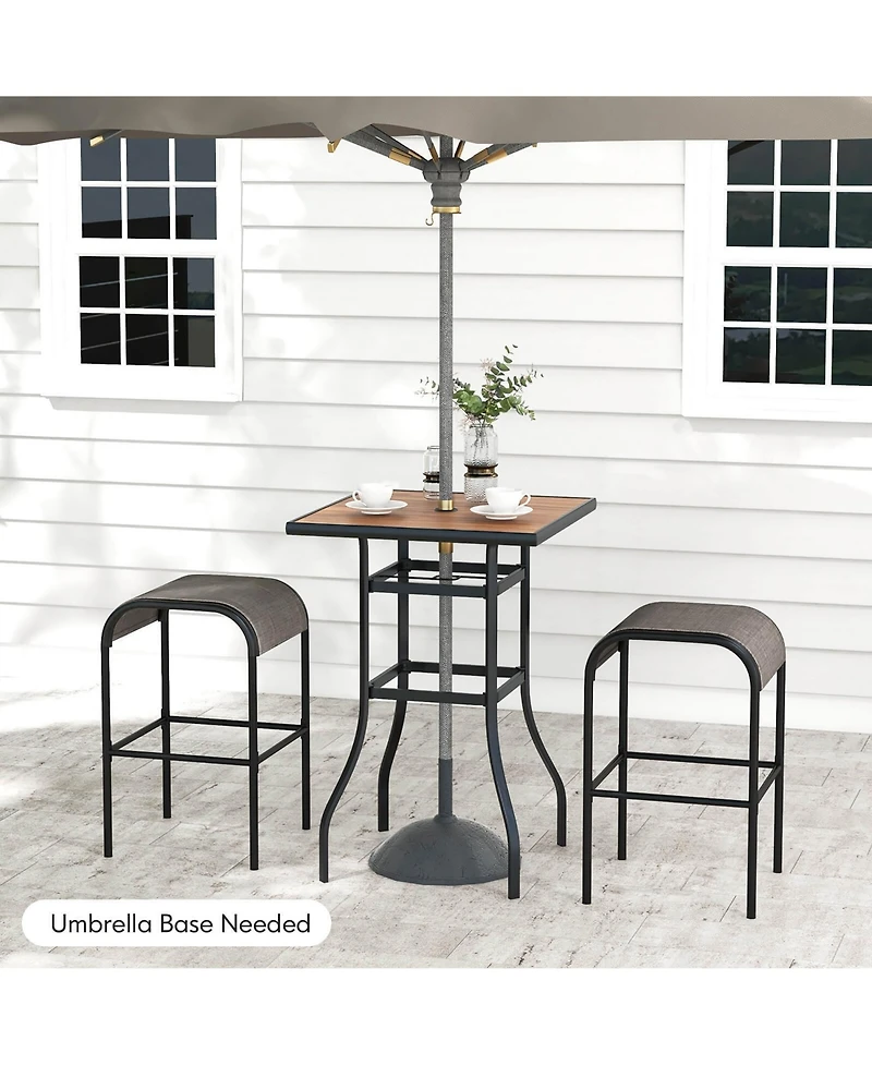 Gymax 4PCS 30'' Bar Height Bistro Stools Outdoor Bar Stools w/ Breathable Fabric Seat