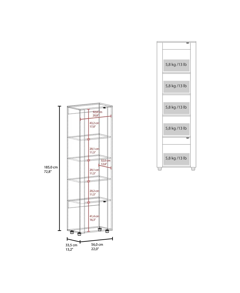 Fm Furniture Liora Vertical Cabinet with Doors for Practical Home Organization