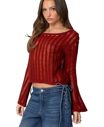 Edikted Women's Sagir Sheer Ladder Knit Top