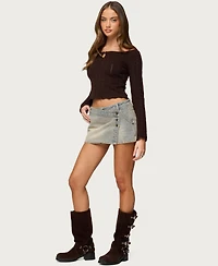 Edikted Women's Khari Keyhole Pointelle Knit Top