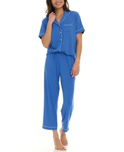 Flora by Nikrooz Women's Annie Notch Top and Capri Pajama 2 Piece Set