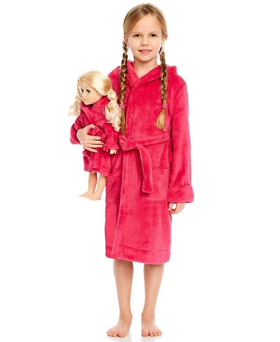 Leveret Little Girls 6-14 Matching Doll Fleece Hooded Robe