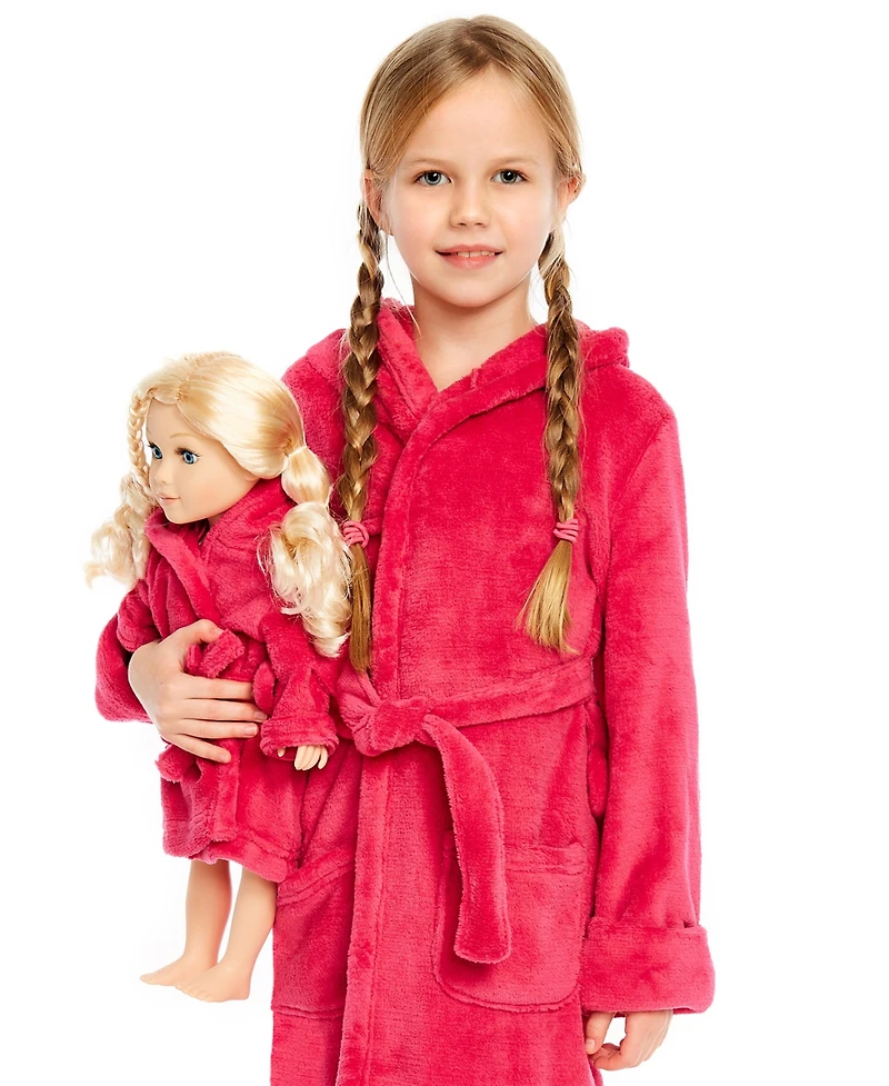 Leveret Little Girls 6-14 Matching Doll Fleece Hooded Robe