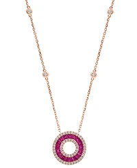 Effy Collection Ruby (1-1/8 ct. t.w.) & Diamond (3/8 ct. t.w.) Pendant Necklace in 14k Rose Gold