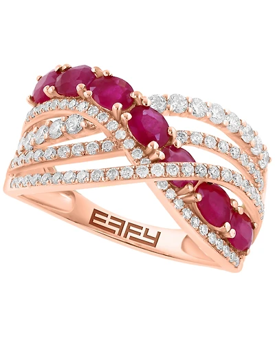 Effy Collection Ruby (1-5/8 ct. t.w.) & Diamond (5/8 ct. t.w.) Ring in 14k Rose Gold