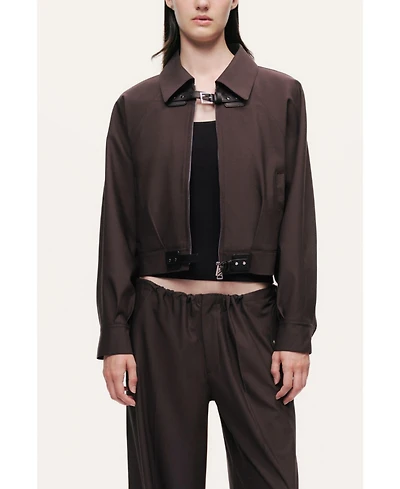 Nocturne Women's Buckle Detail Cropped Zip Jacket