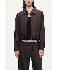 Nocturne Women's Buckle Detail Cropped Zip Jacket