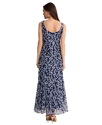Jones New York Petite Multi-Tier Yoryu Printed Scoop Neck Maxi Dress