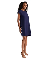 Jones New York Petite Short-Sleeve Crewneck Swing Dress