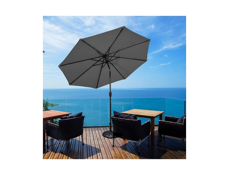 Outdoor Patio Umbrella with Bright Solar Led Lights for Shaded Daytime Use and Ambient Evening Lighting