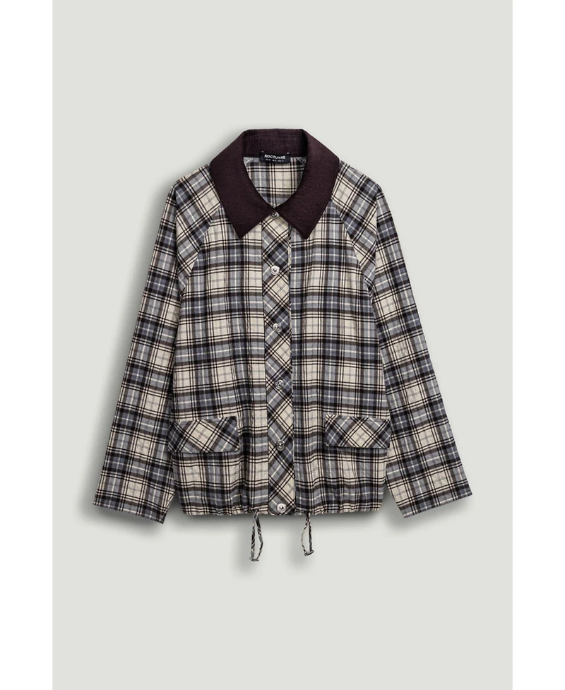 Nocturne Women's Checked Contrast Collar Jacket