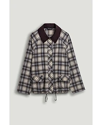 Nocturne Women's Checked Contrast Collar Jacket