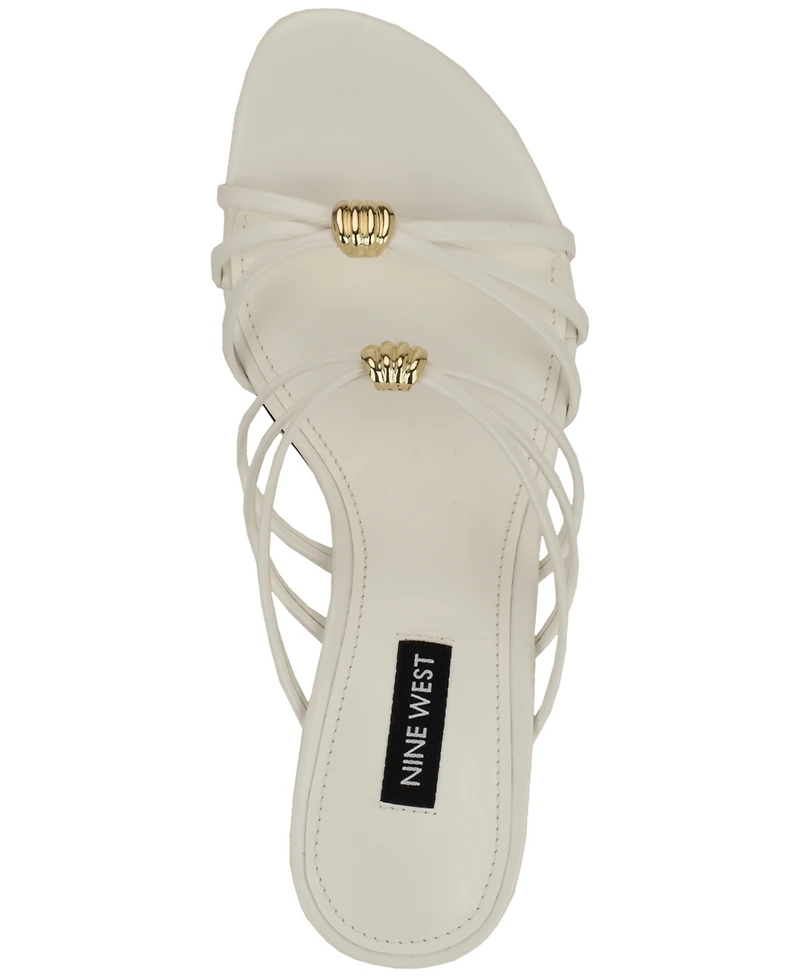 Nine West Women's Grece Strappy Slip-On Kitten Heel Dress Sandals