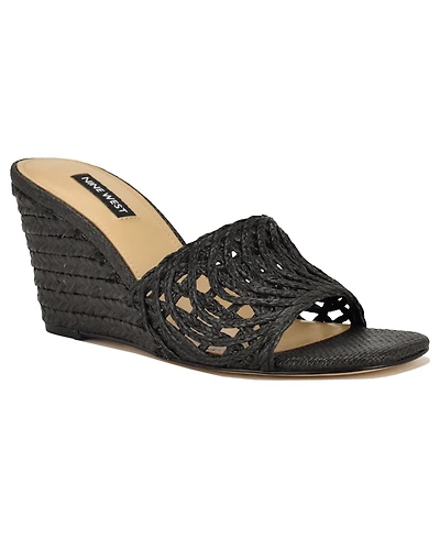 Nine West Women's Nimma Woven Slip-On Wedge Sandals