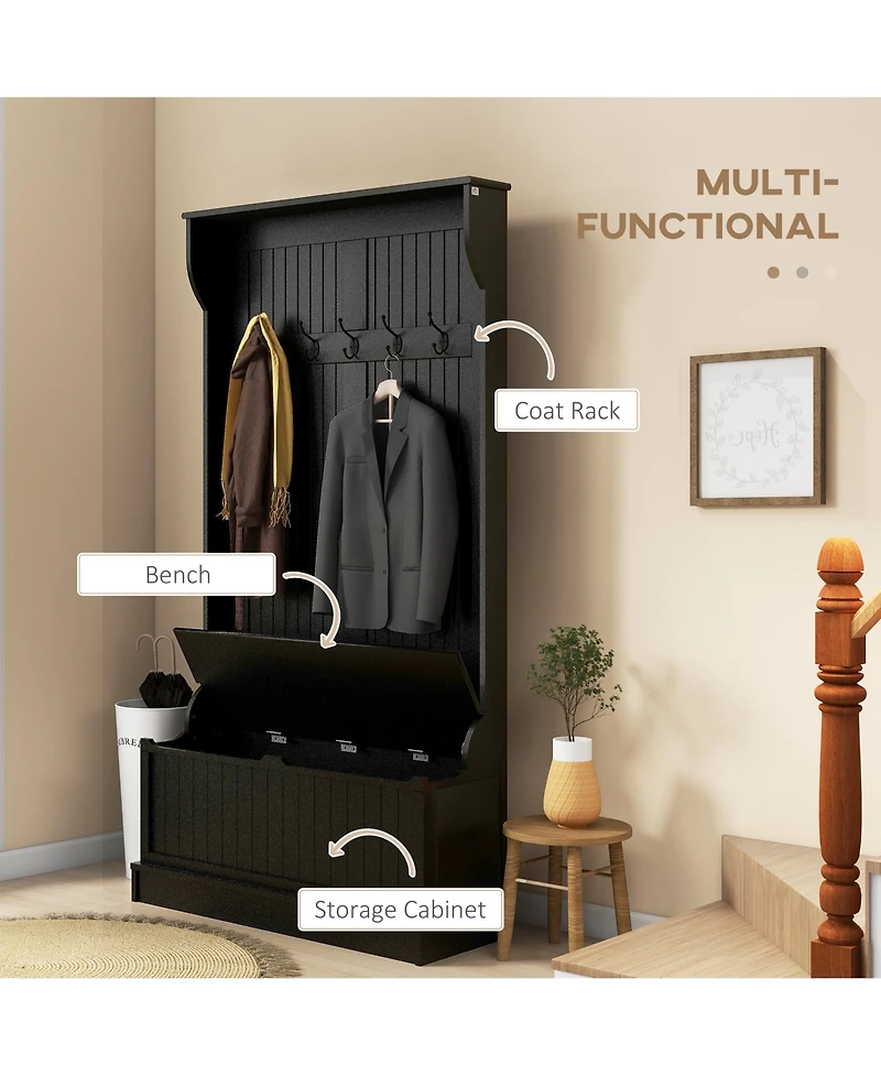 Homcom 3-In-1 Hall Tree Storage Bench and Coat Rack