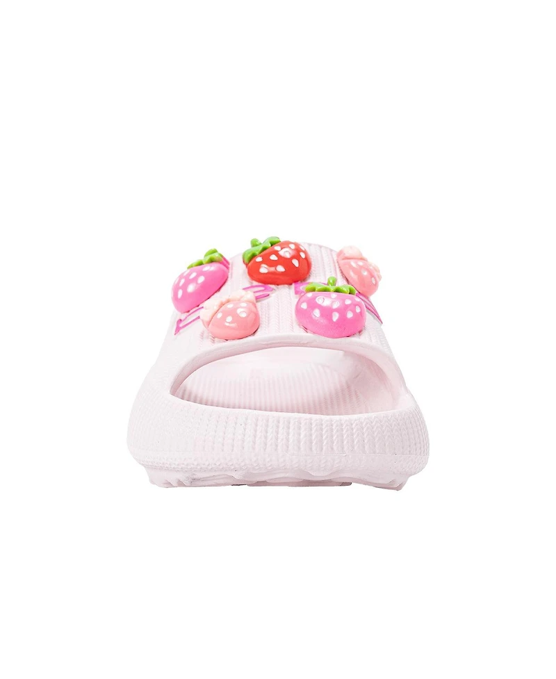 Bebe Little Girls Eva Slide – Lightweight Comfy Sandals with Strawberry Charms