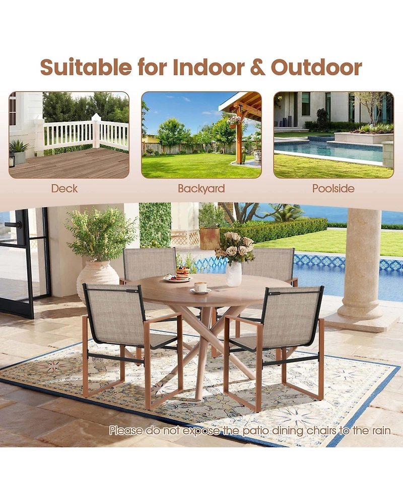 Gymax Pcs Outdoor Dining Chairs Patio Furniture Chair w/ Breathable Seat and Backrest