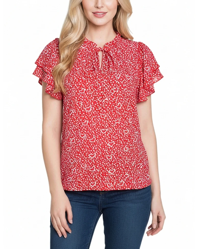 Ny Collection Women's Double Flutter-Sleeve Top
