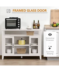 Homcom Retro Style Storage Sideboard with 3 Open Shelf Spaces and Framed Doors