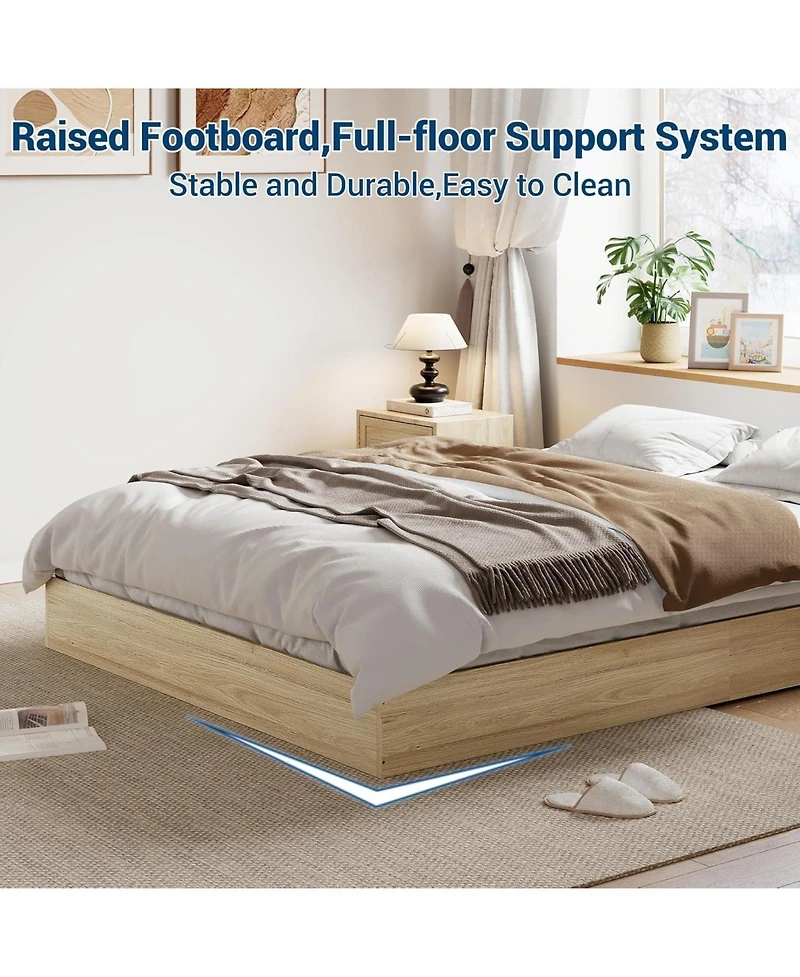 gaomon Wood Platform Bed Frame, Wooden Frame Without Headboard, Slat Support, No Box Spring Needed