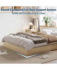 gaomon Wood Platform Bed Frame, Wooden Frame Without Headboard, Slat Support, No Box Spring Needed