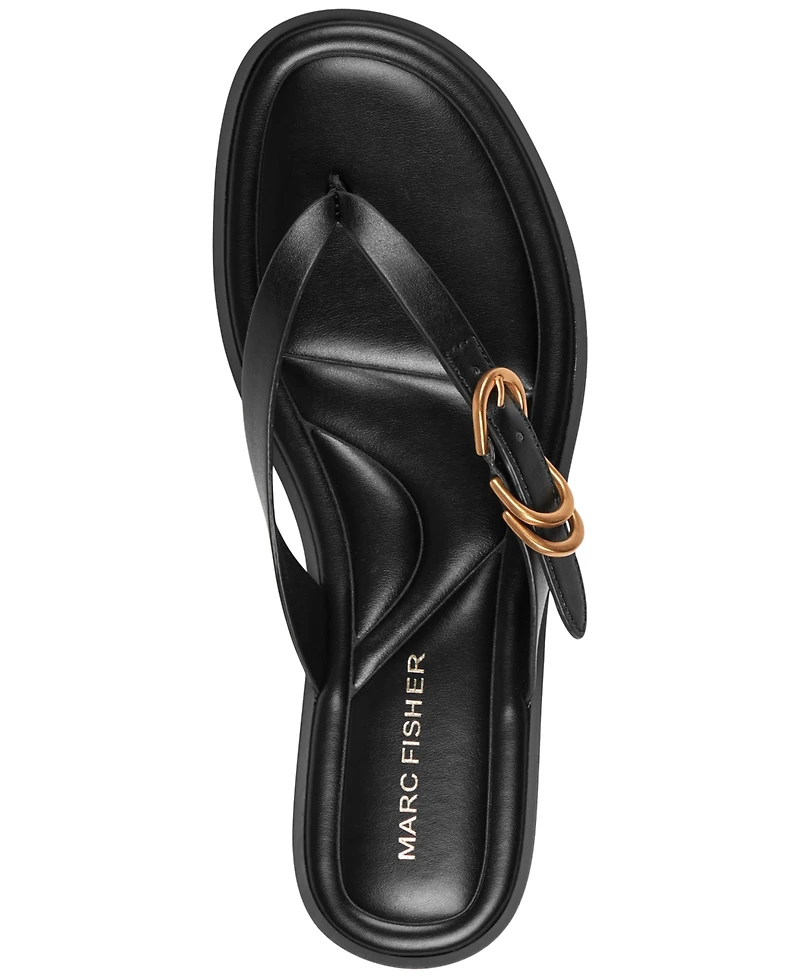 Marc Fisher Women's Retry Buckle Strap Flat Slip-On Sandals