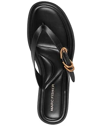Marc Fisher Women's Retry Buckle Strap Flat Slip-On Sandals