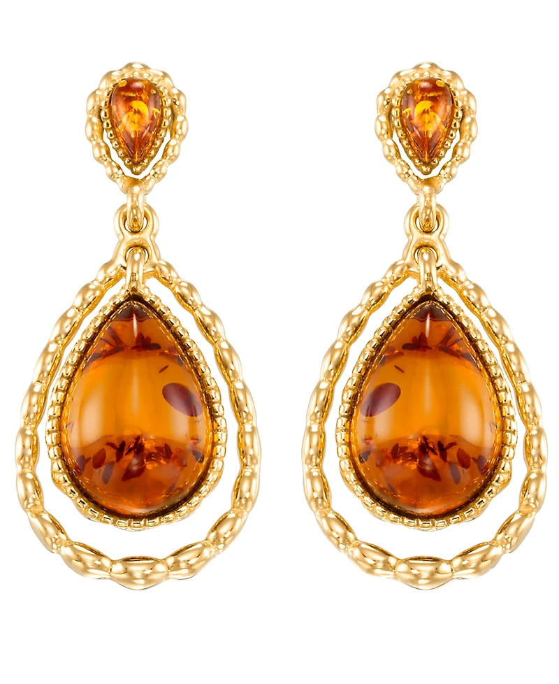 Macy's Baltic Amber Earrings (3 ct. t.w.) in 14k Yellow Gold Over Sterling Silver