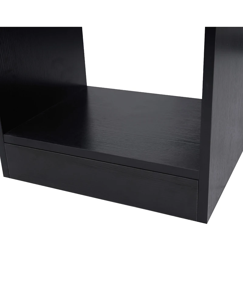 Homcom Rotating Corner Table Shelf Combo L-Shaped I-Shape Home Office, Black